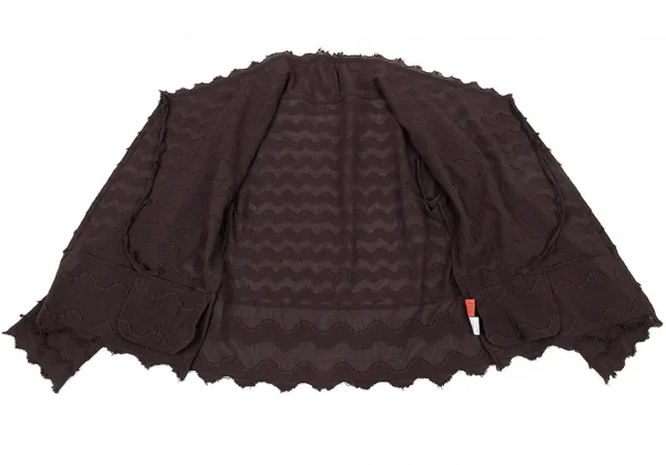 イッセイミヤケ ハートISSEY MIYAKE HaaT ジグザグティアードデザインカーディガン こげ茶2 K-93774_012