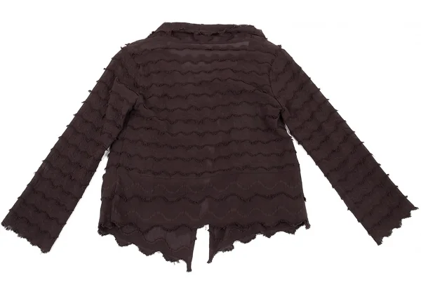 イッセイミヤケ ハートISSEY MIYAKE HaaT ジグザグティアードデザインカーディガン こげ茶2 K-93774_013