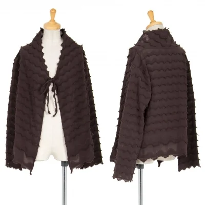 イッセイミヤケ ハートISSEY MIYAKE HaaT ジグザグティアードデザインカーディガン こげ茶