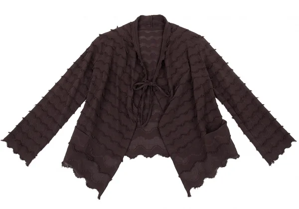 イッセイミヤケ ハートISSEY MIYAKE HaaT ジグザグティアードデザインカーディガン こげ茶2 K-93774_002