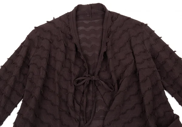 イッセイミヤケ ハートISSEY MIYAKE HaaT ジグザグティアードデザインカーディガン こげ茶2 K-93774_003