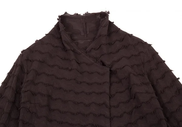 イッセイミヤケ ハートISSEY MIYAKE HaaT ジグザグティアードデザインカーディガン こげ茶2 K-93774_004