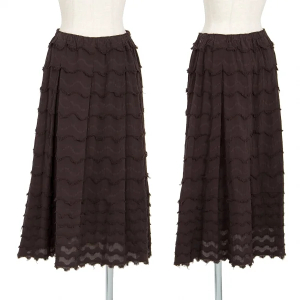 イッセイミヤケ ハートISSEY MIYAKE HaaT ジグザグティアードデザインスカート こげ茶2 K-93775_001