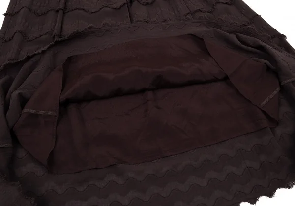 イッセイミヤケ ハートISSEY MIYAKE HaaT ジグザグティアードデザインスカート こげ茶2 K-93775_011