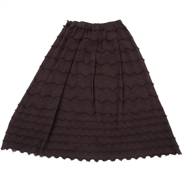 イッセイミヤケ ハートISSEY MIYAKE HaaT ジグザグティアードデザインスカート こげ茶2 K-93775_012