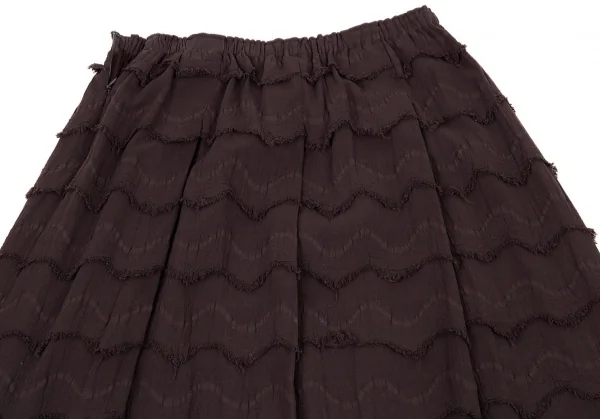 イッセイミヤケ ハートISSEY MIYAKE HaaT ジグザグティアードデザインスカート こげ茶2 K-93775_013