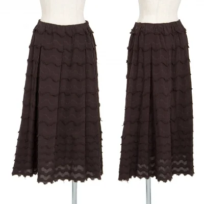 イッセイミヤケ ハートISSEY MIYAKE HaaT ジグザグティアードデザインスカート こげ茶