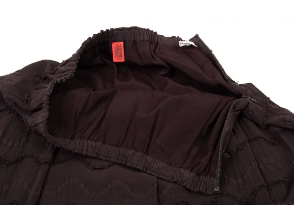 イッセイミヤケ ハートISSEY MIYAKE HaaT ジグザグティアードデザインスカート こげ茶2 K-93775_006