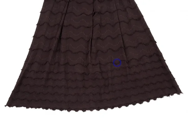 イッセイミヤケ ハートISSEY MIYAKE HaaT ジグザグティアードデザインスカート こげ茶2 K-93775_007