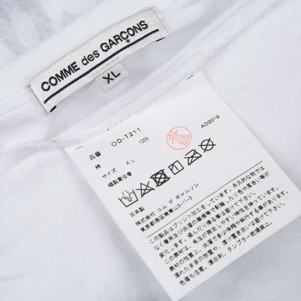 コムデギャルソンCOMME des GARCONS 2019ホリデイホログラムメッセージプリントTシャツ 白XL K-93790_013