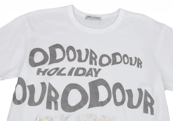 コムデギャルソンCOMME des GARCONS 2019ホリデイホログラムメッセージプリントTシャツ 白XL K-93790_002
