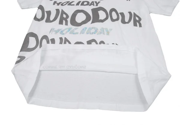 コムデギャルソンCOMME des GARCONS 2019ホリデイホログラムメッセージプリントTシャツ 白XL K-93790_009