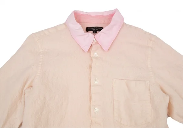 コムデギャルソン オムプリュスCOMME des GARCONS HOMME PLUS ウール縮絨襟切替シャツ クリームピンクS K-93813_002