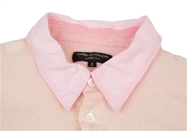 コムデギャルソン オムプリュスCOMME des GARCONS HOMME PLUS ウール縮絨襟切替シャツ クリームピンクS K-93813_003