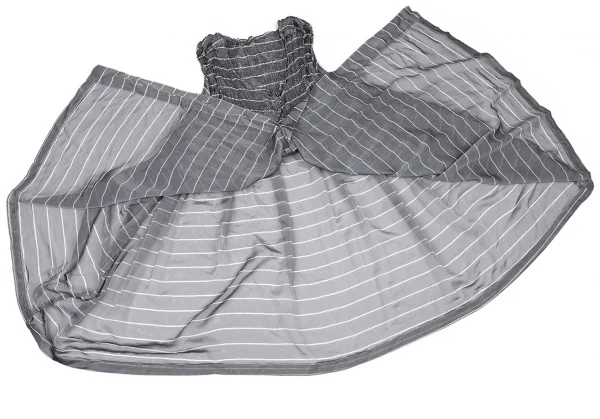 イッセイミヤケ ミーISSEY MIYAKE me シースルー切替ボーダーチュニック グレーF K-93823_007