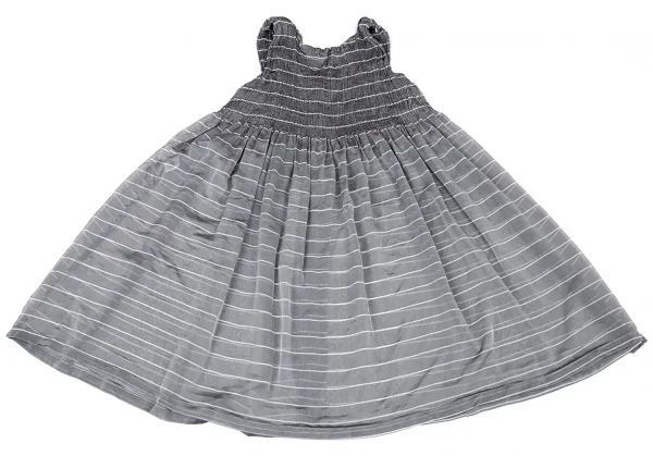 イッセイミヤケ ミーISSEY MIYAKE me シースルー切替ボーダーチュニック グレーF K-93823_008