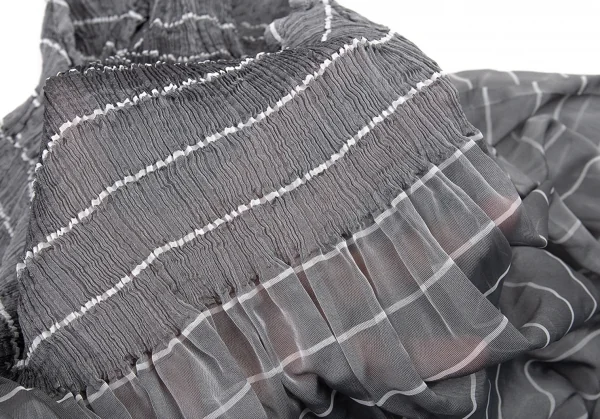 イッセイミヤケ ミーISSEY MIYAKE me シースルー切替ボーダーチュニック グレーF K-93823_009