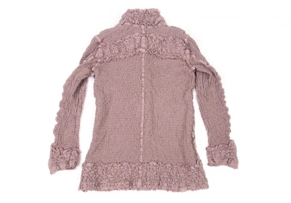 イッセイミヤケ ミーISSEY MIYAKE me カリフラワー切替スタンドカラージャケット ダークピンクF K-93824_011