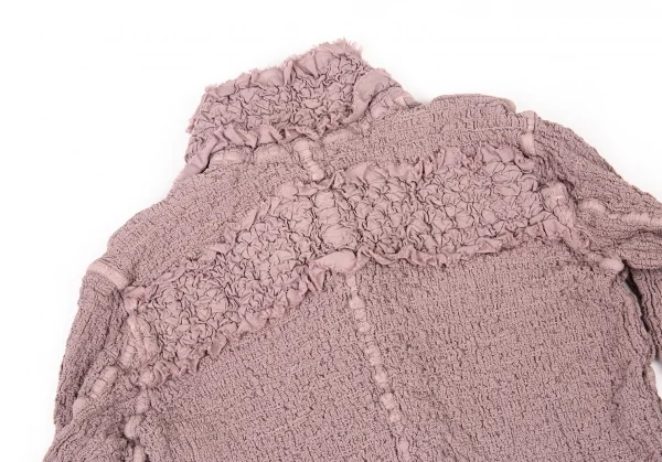 イッセイミヤケ ミーISSEY MIYAKE me カリフラワー切替スタンドカラージャケット ダークピンクF K-93824_012