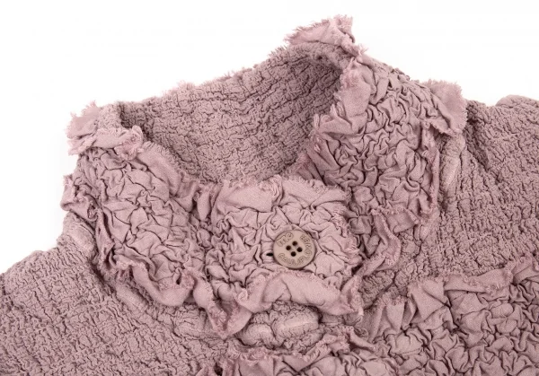 イッセイミヤケ ミーISSEY MIYAKE me カリフラワー切替スタンドカラージャケット ダークピンクF K-93824_004