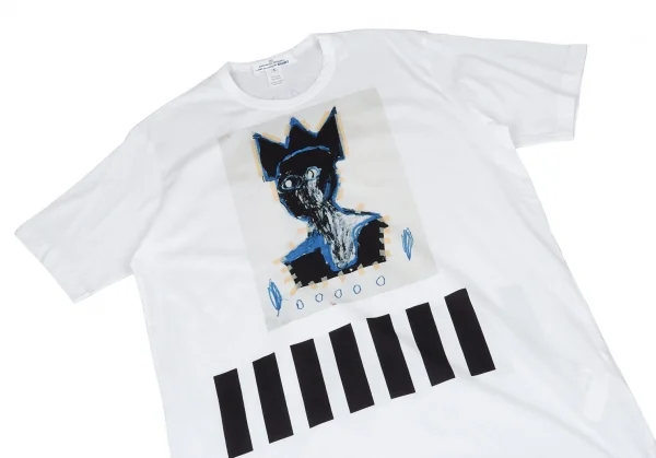 コムデギャルソン シャツ×バスキアCOMME des GARCONS SHIRT Jean-Michel Basquiat グラフィックプリントバックロングTシャツ 白X K-93842_002