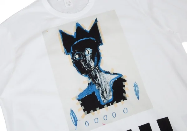 コムデギャルソン シャツ×バスキアCOMME des GARCONS SHIRT Jean-Michel Basquiat グラフィックプリントバックロングTシャツ 白X K-93842_005