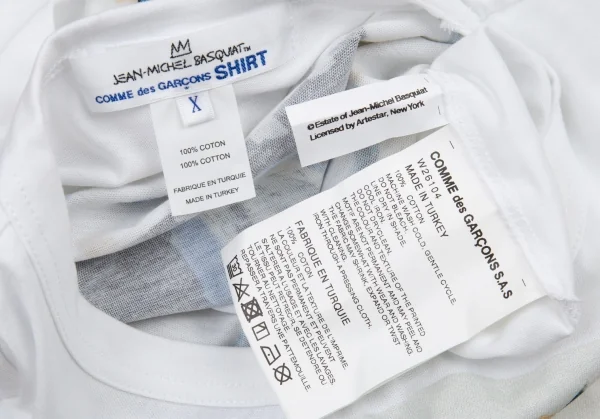 コムデギャルソン シャツ×バスキアCOMME des GARCONS SHIRT Jean-Michel Basquiat グラフィックプリントバックロングTシャツ 白X K-93842_014
