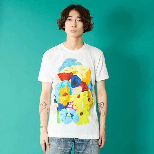 コムデギャルソン オムプリュスCOMME des GARCONS HOMME PLUS フラワープリントTシャツ 白M K-93849_011
