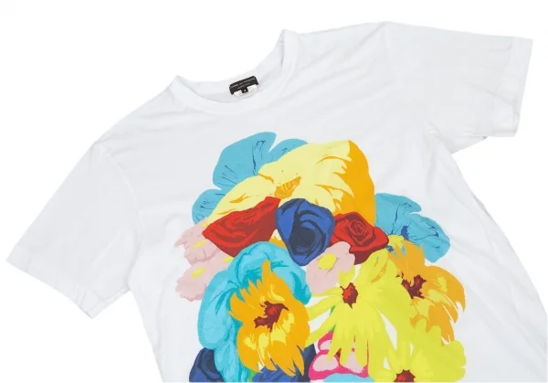 コムデギャルソン オムプリュスCOMME des GARCONS HOMME PLUS フラワープリントTシャツ 白M K-93849_002
