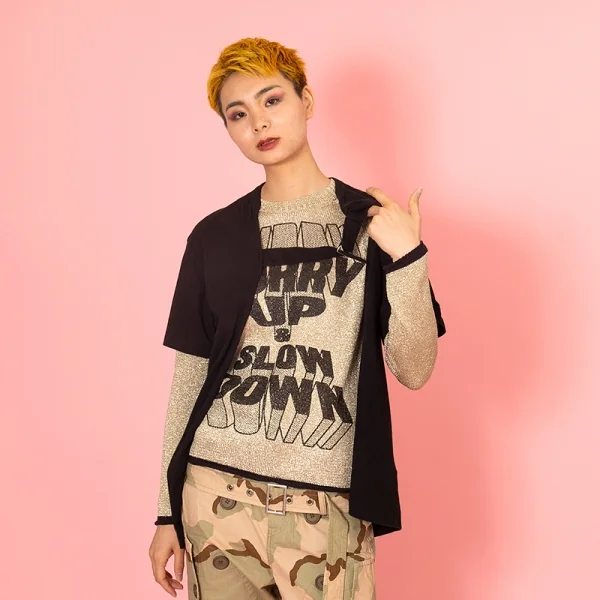 コムデギャルソン オムプリュスCOMME des GARCONS HOMME PLUS フロントベルトTシャツ 黒L K-93907_009