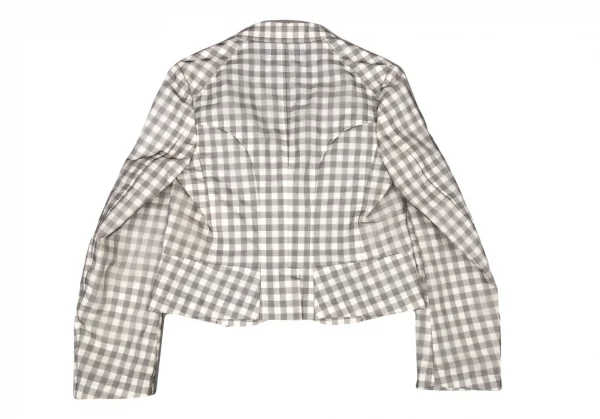 トリココムデギャルソンtricot COMME des GARCONSブロックチェックシースルーオーバーレイジャケット オフ グレーM K-93942_010