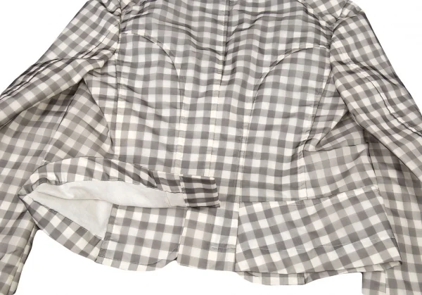 トリココムデギャルソンtricot COMME des GARCONSブロックチェックシースルーオーバーレイジャケット オフ グレーM K-93942_011