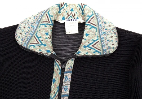 ズッカzucca チロリアンテープ切替メッシュブルゾン 黒M K-94023_003