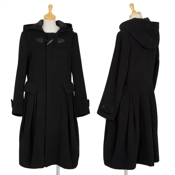 コムコム コムデギャルソンCOMME des GARCONS ウールタックフレアダッフルコート 黒S K-94049_001