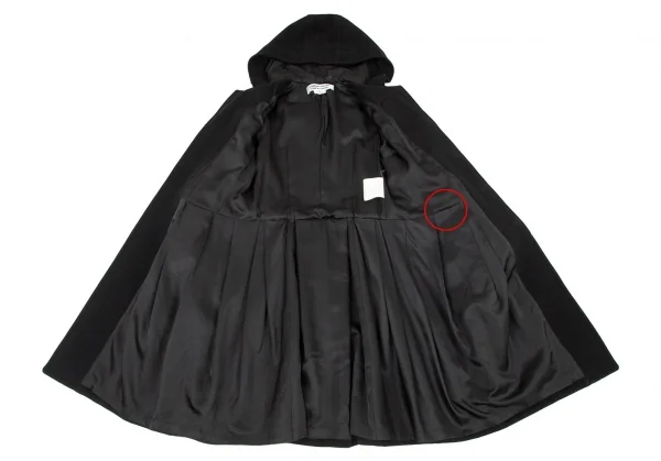 コムコム コムデギャルソンCOMME des GARCONS ウールタックフレアダッフルコート 黒S K-94049_011