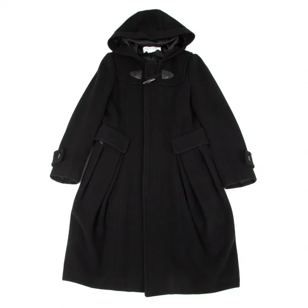 コムコム コムデギャルソンCOMME des GARCONS ウールタックフレアダッフルコート 黒S K-94049_002