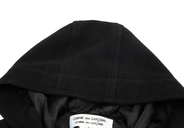 コムコム コムデギャルソンCOMME des GARCONS ウールタックフレアダッフルコート 黒S K-94049_004