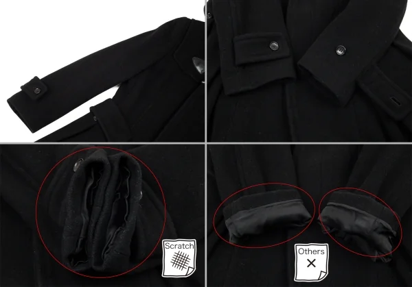 コムコム コムデギャルソンCOMME des GARCONS ウールタックフレアダッフルコート 黒S K-94049_007