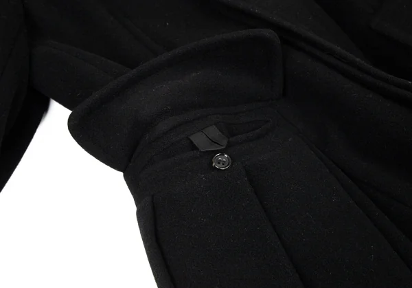 コムコム コムデギャルソンCOMME des GARCONS ウールタックフレアダッフルコート 黒S K-94049_009