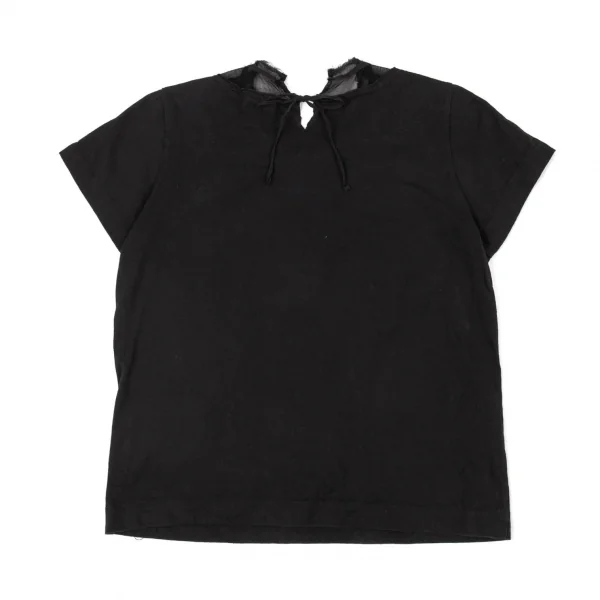 トリココムデギャルソンtricot COMME des GARCONS レース切替パール付きカットソー 黒S位 K-94057_010
