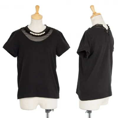 トリココムデギャルソンtricot COMME des GARCONS レース切替パール付きカットソー