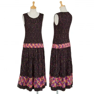 イッセイミヤケ フェットISSEY MIYAKE FETE ドットグラフィックプリントセットアップ 黒マルチ