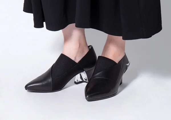 イッセイミヤケ×ユナイテッドヌードISSEY MIYAKE×UN メタルヒールレザーシューズ 黒37(23.5) K-94121_017