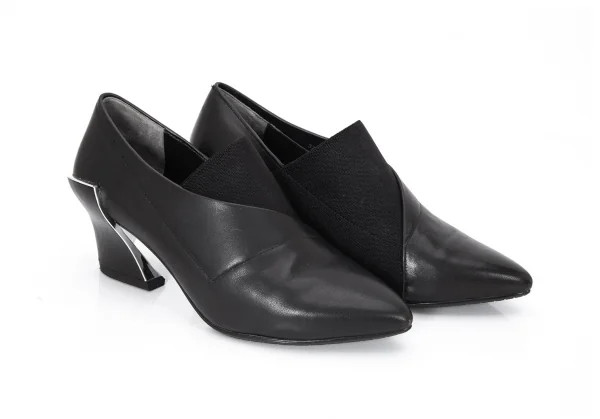 イッセイミヤケ×ユナイテッドヌードISSEY MIYAKE×UN メタルヒールレザーシューズ 黒37(23.5) K-94121_005
