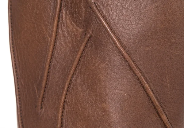 イッセイミヤケ フェットISSEY MIYAKE FETE タックレザーヒールブーツ 茶23.5 K-94122_015