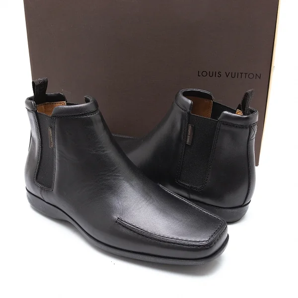 ルイヴィトンLouis Vuitton スクエアトゥサイドゴアチャッカーブーツ 黒6(25位) K-94203_001
