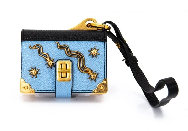 プラダ PRADA メモ帳ブック型バッグチャーム 水色 K-94212_002