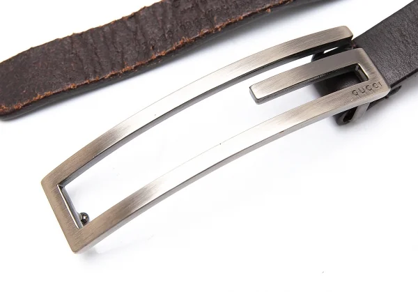 グッチGUCCI Gバックルナローレザーベルト 茶 K-94218_005