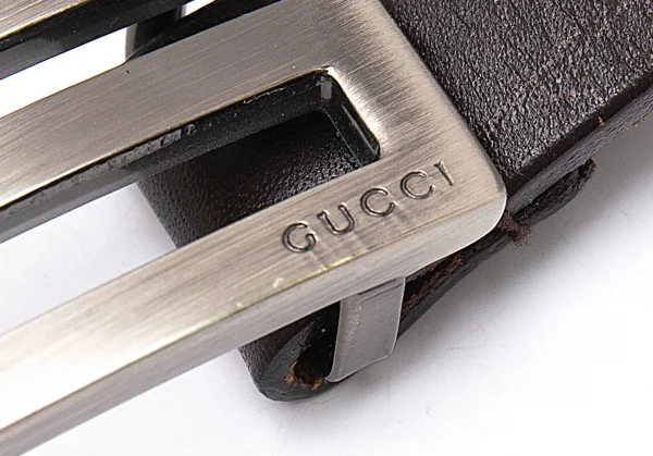 グッチGUCCI Gバックルナローレザーベルト 茶 K-94218_006