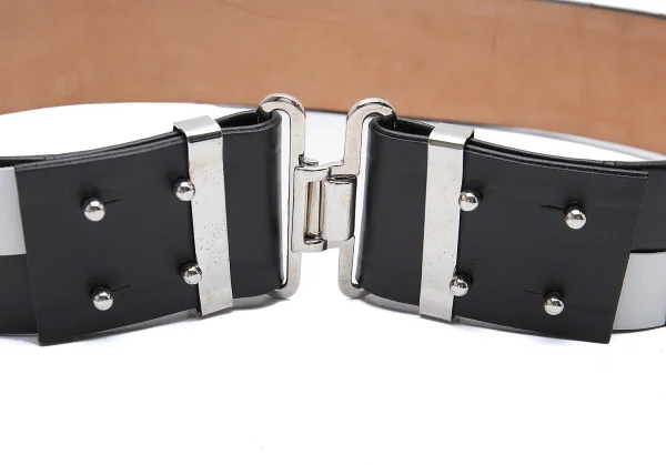 ディースクエアードDSQUARED2 チェッカー編みレザーベルト 白黒 K-94219_006